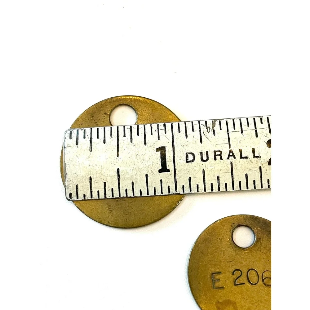 Vintage Brass Number Tags - Set of 2‎ - Stamped E 206